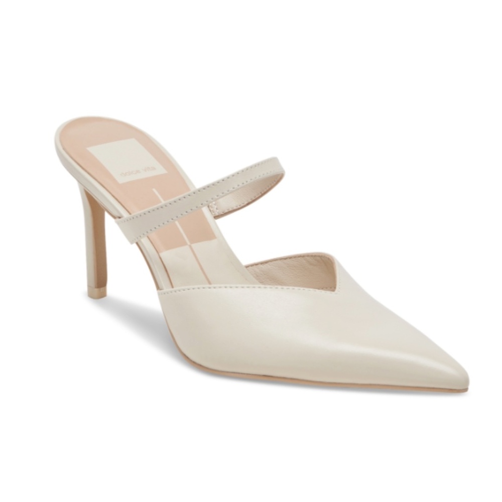 Dolce Vita Kanika Heels White  Women's Pointed Toe Mules Elegant White Pump